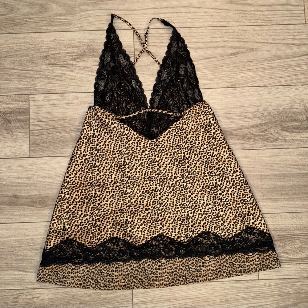 Jezebel Leopard Print Lace Slip Dress